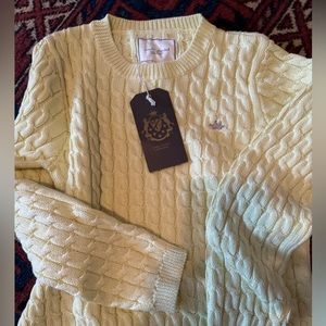 Marie Chantal 100% cotton knit cable cotton sweater in Citron size 10Y